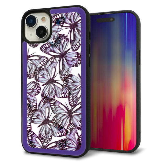 iPhone15 Plus 強化ガラス&TPUスマホケース ガラプリ【SC903 ガーデンバタフライ パープル】