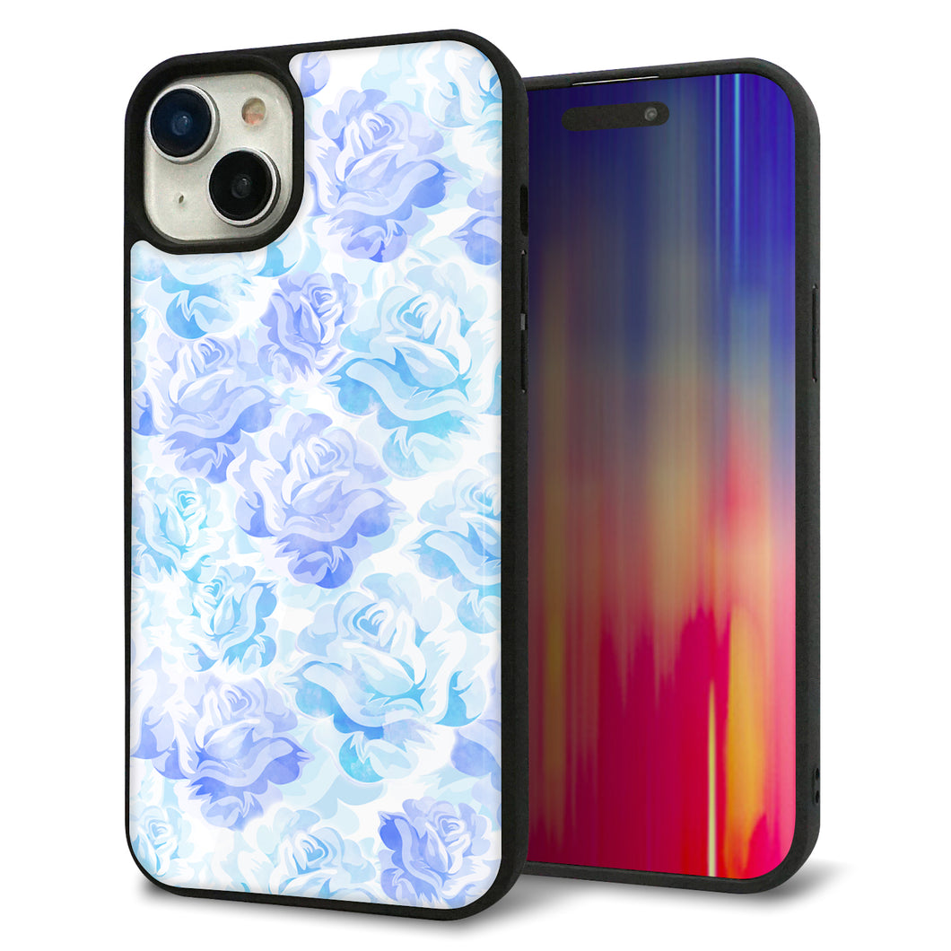 iPhone15 Plus 強化ガラス&TPUスマホケース ガラプリ【SC927 ローズ ブルー】