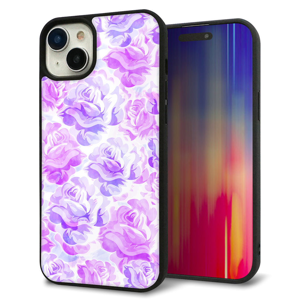 iPhone15 Plus 強化ガラス&TPUスマホケース ガラプリ【SC929 ローズ パープル】
