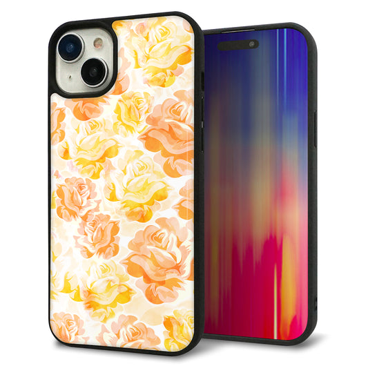 iPhone15 Plus 強化ガラス&TPUスマホケース ガラプリ【SC931 ローズ イエロー】