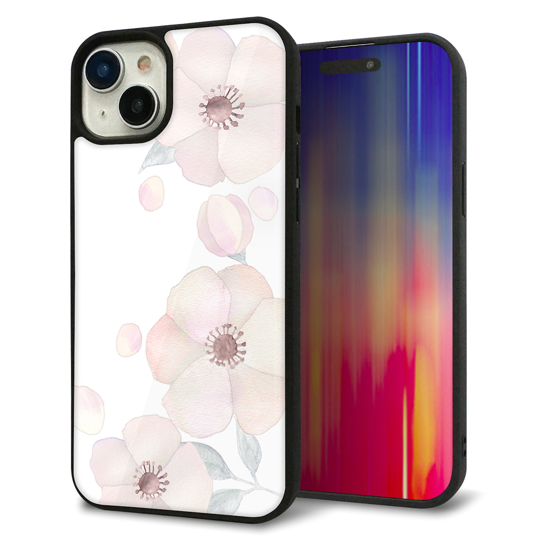 iPhone15 Plus 強化ガラス&TPUスマホケース ガラプリ【SC948 ドゥ・フルール(ホワイト)】
