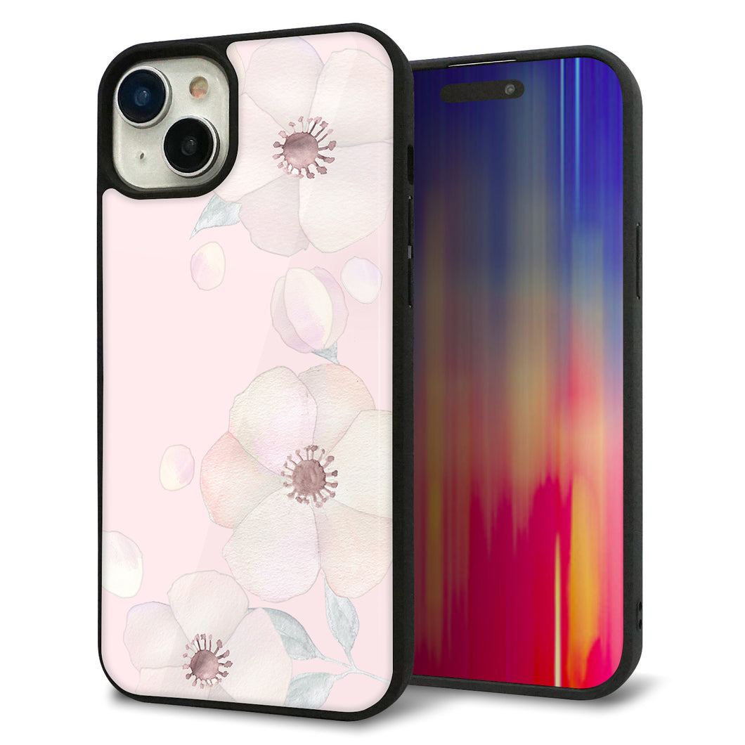 iPhone15 Plus 強化ガラス&TPUスマホケース ガラプリ【SC949 ドゥ・フルール(オフピンク)】