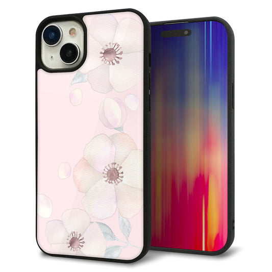 iPhone15 Plus 強化ガラス&TPUスマホケース ガラプリ【SC949 ドゥ・フルール(オフピンク)】