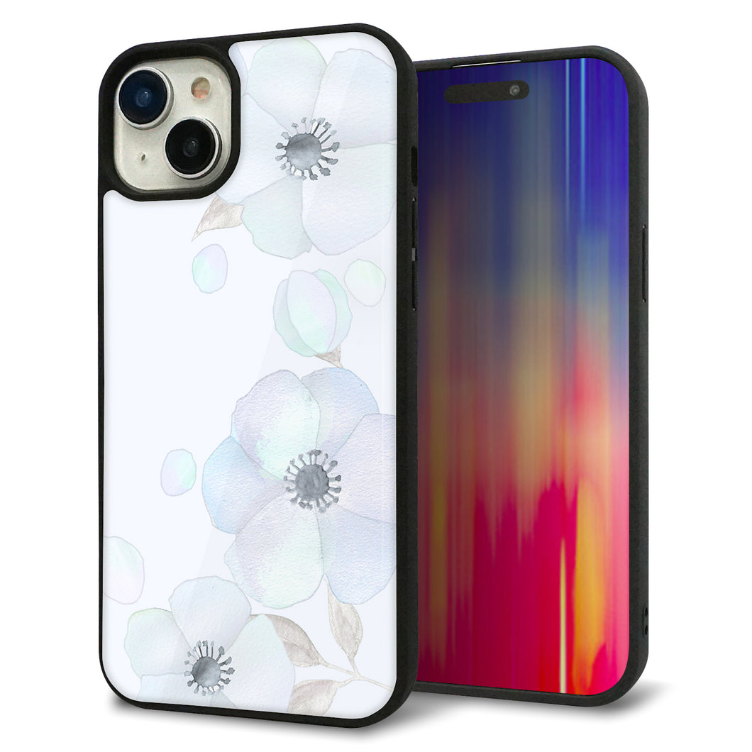 iPhone15 Plus 強化ガラス&TPUスマホケース ガラプリ【SC951 ドゥ・フルール(エンジェルブルー)】