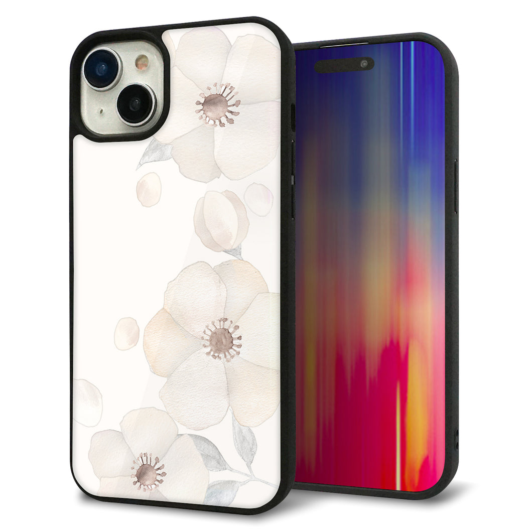 iPhone15 Plus 強化ガラス&TPUスマホケース ガラプリ【SC952 ドゥ・フルール(セピア)】