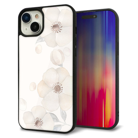 iPhone15 Plus 強化ガラス&TPUスマホケース ガラプリ【SC952 ドゥ・フルール(セピア)】