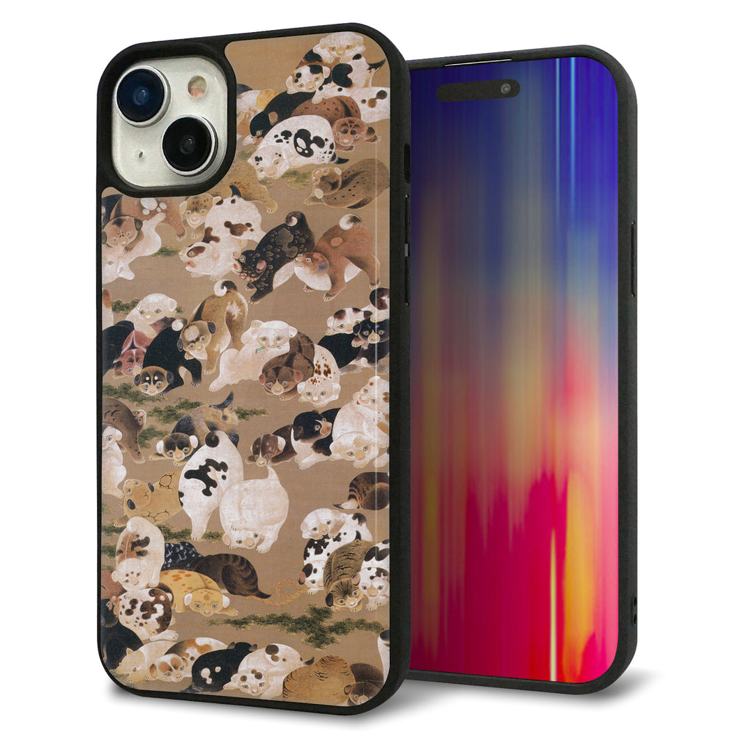iPhone15 Plus 強化ガラス&TPUスマホケース ガラプリ【TA008 百犬】