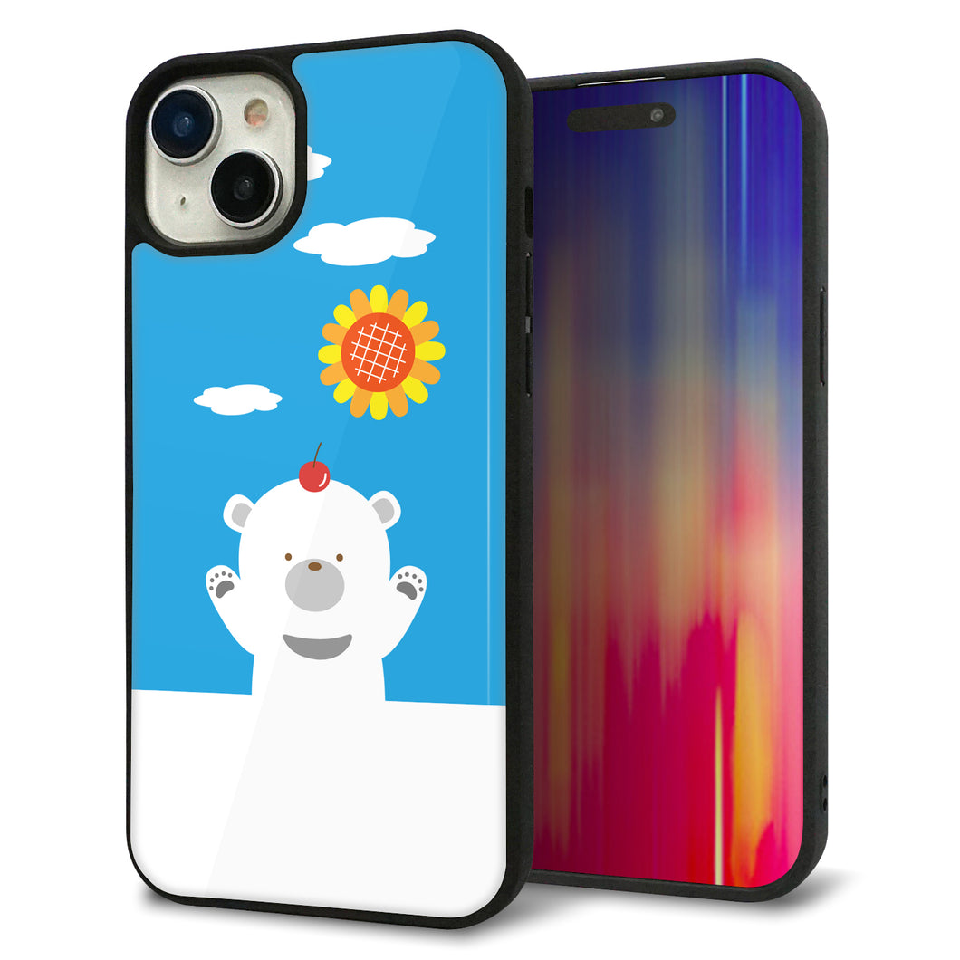iPhone15 Plus 強化ガラス&TPUスマホケース ガラプリ【TA017 夏くま】