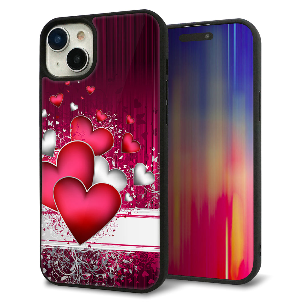 iPhone15 Plus 強化ガラス&TPUスマホケース ガラプリ【VA835 ハートの息吹】