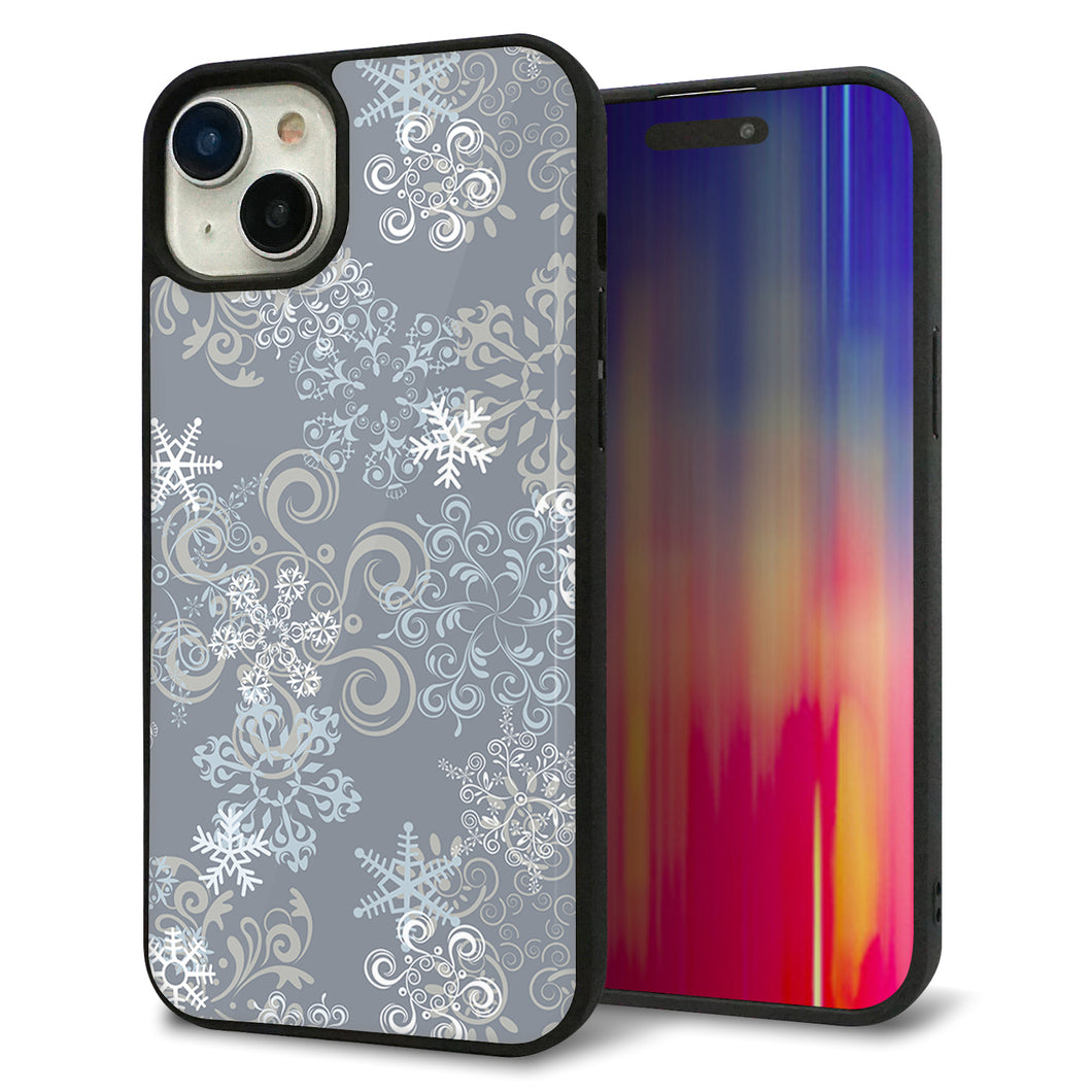 iPhone15 Plus 強化ガラス&TPUスマホケース ガラプリ【XA801 雪の結晶】