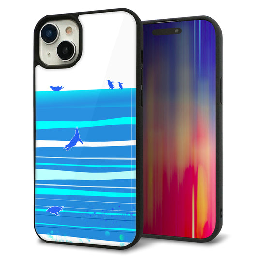 iPhone15 Plus 強化ガラス＆TPUスマホケース ガラプリ【YB920 ペンギン01】