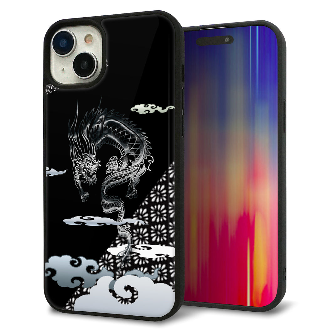 iPhone15 Plus 強化ガラス&TPUスマホケース ガラプリ【YC906 雲竜01】