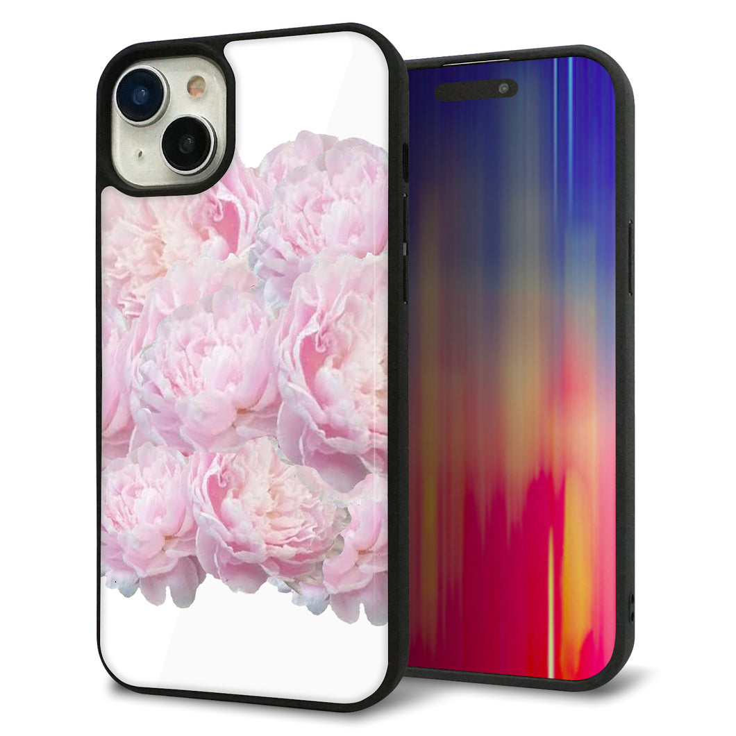 iPhone15 Plus 強化ガラス&TPUスマホケース ガラプリ【YI885 フラワー6】