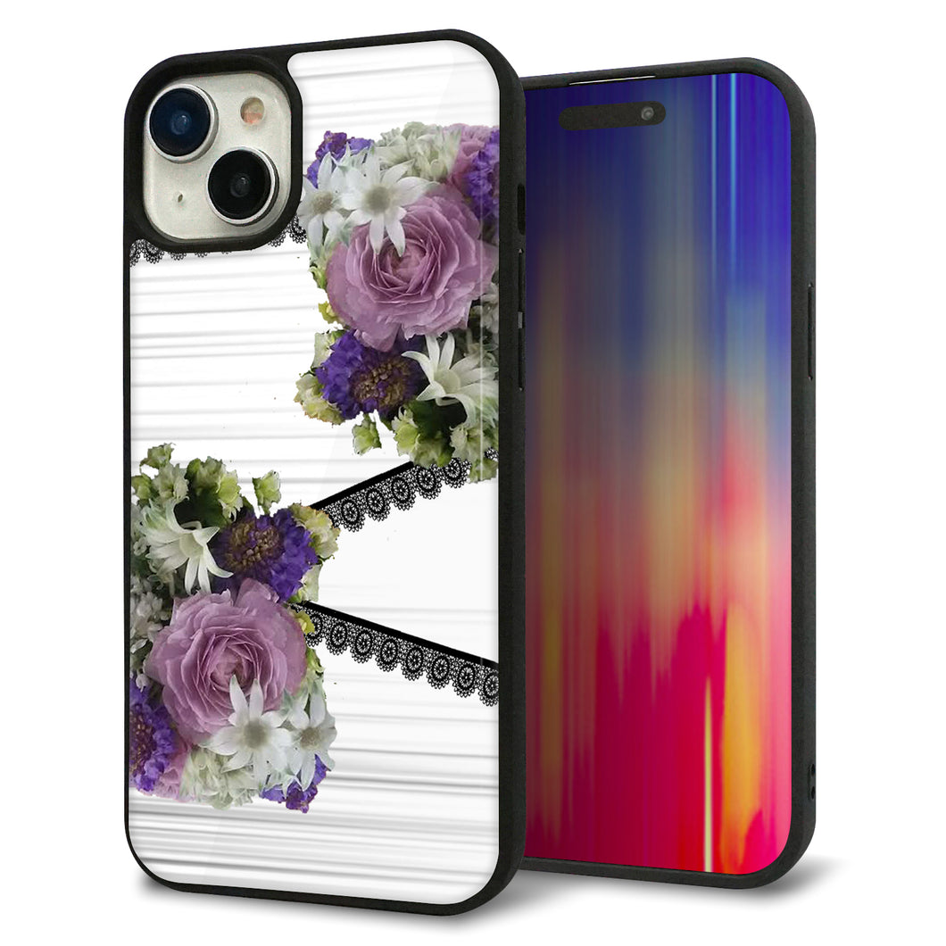 iPhone15 Plus 強化ガラス&TPUスマホケース ガラプリ【YI888 フラワー9】