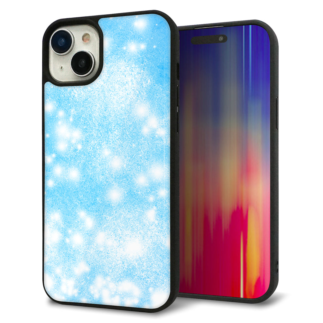 iPhone15 Plus 強化ガラス&TPUスマホケース ガラプリ【YJ289 デザインブルー】