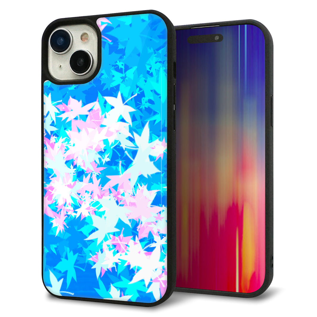 iPhone15 Plus 強化ガラス&TPUスマホケース ガラプリ【YJ290 デザインもみじ】