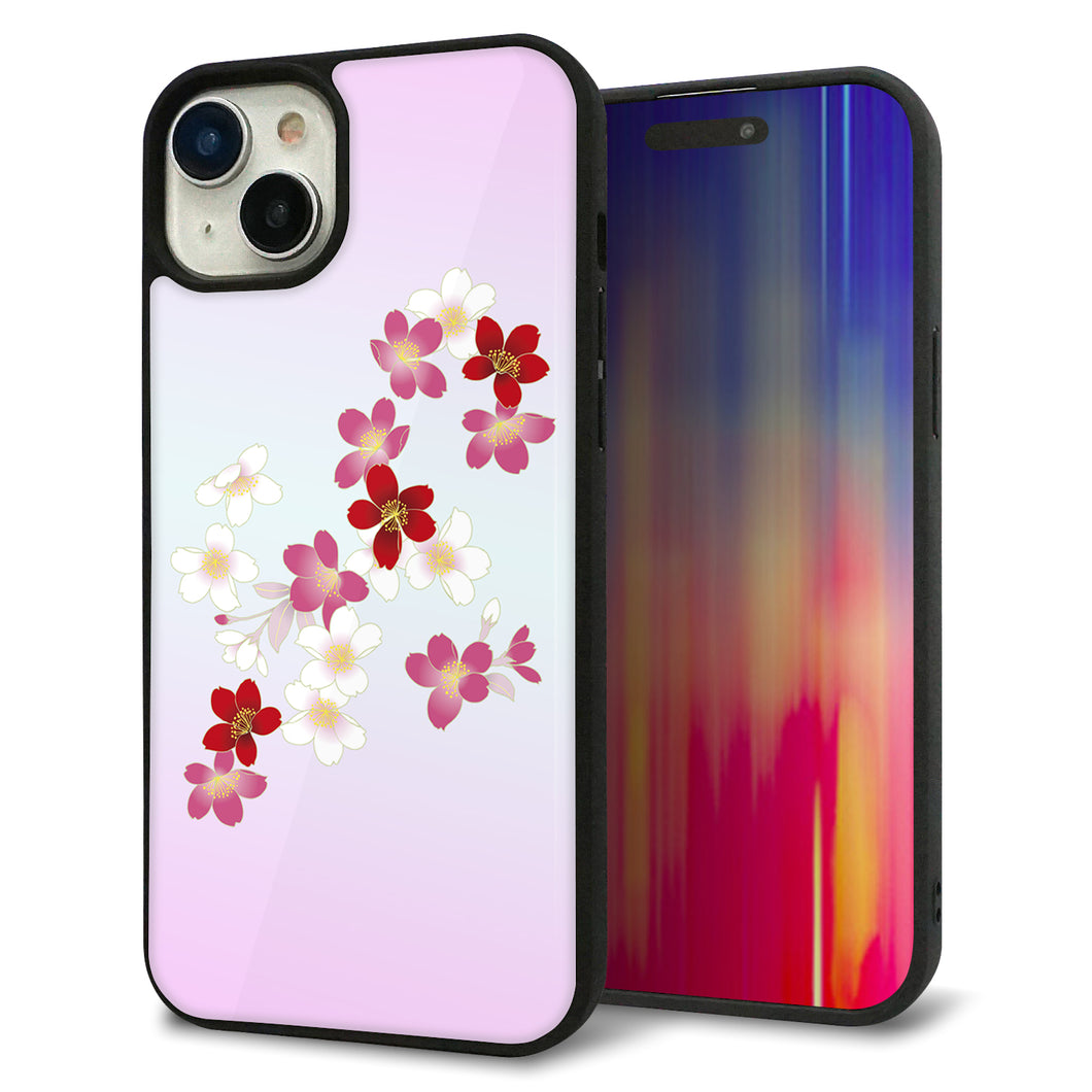 iPhone15 Plus 強化ガラス&TPUスマホケース ガラプリ【YJ320 桜 和】