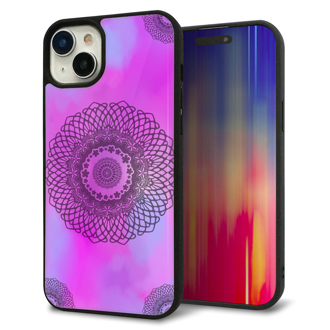 iPhone15 Plus 強化ガラス&TPUスマホケース ガラプリ【YJ344 レース】