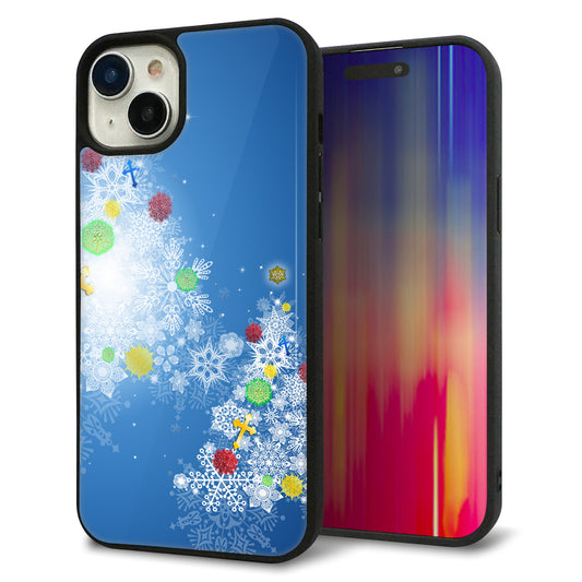 iPhone15 Plus 強化ガラス＆TPUスマホケース ガラプリ【YJ347 クリスマスツリー】