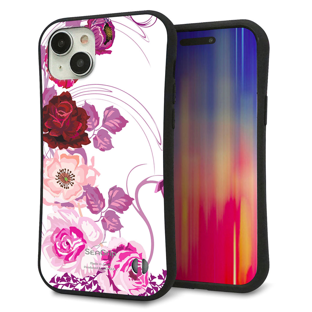 iPhone15 Plus スマホケース 「SEA Grip」 グリップケース Sライン 【116 6月のバラ】 UV印刷