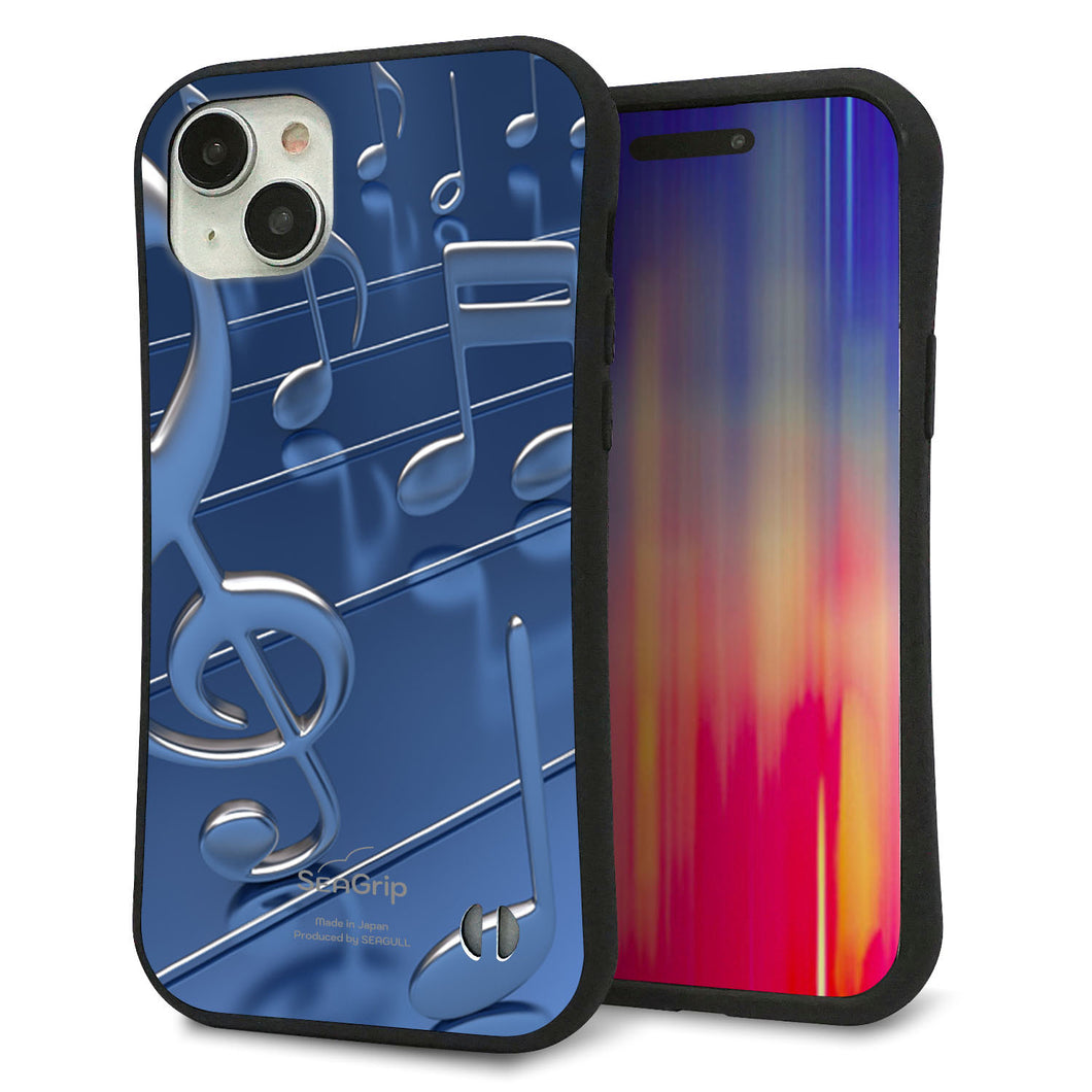 iPhone15 Plus スマホケース 「SEA Grip」 グリップケース Sライン 【286 3D 音符】 UV印刷