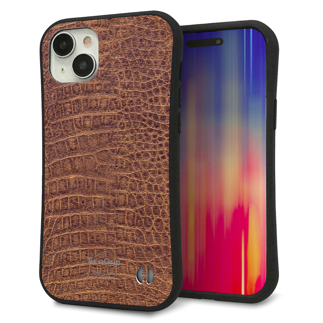 iPhone15 Plus スマホケース 「SEA Grip」 グリップケース Sライン 【463 クロコダイル】 UV印刷