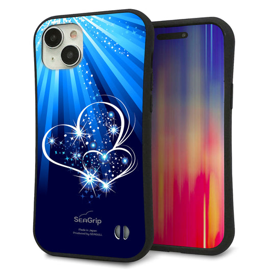 iPhone15 Plus スマホケース 「SEA Grip」 グリップケース Sライン 【702 スイミングハート】 UV印刷