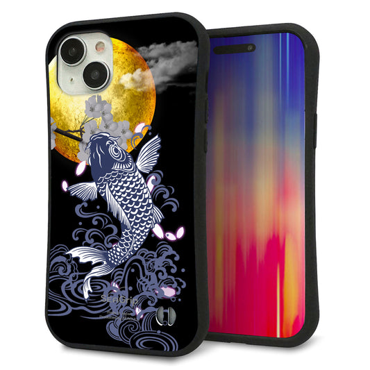 iPhone15 Plus スマホケース 「SEA Grip」 グリップケース Sライン 【1030 月と鯉】 UV印刷