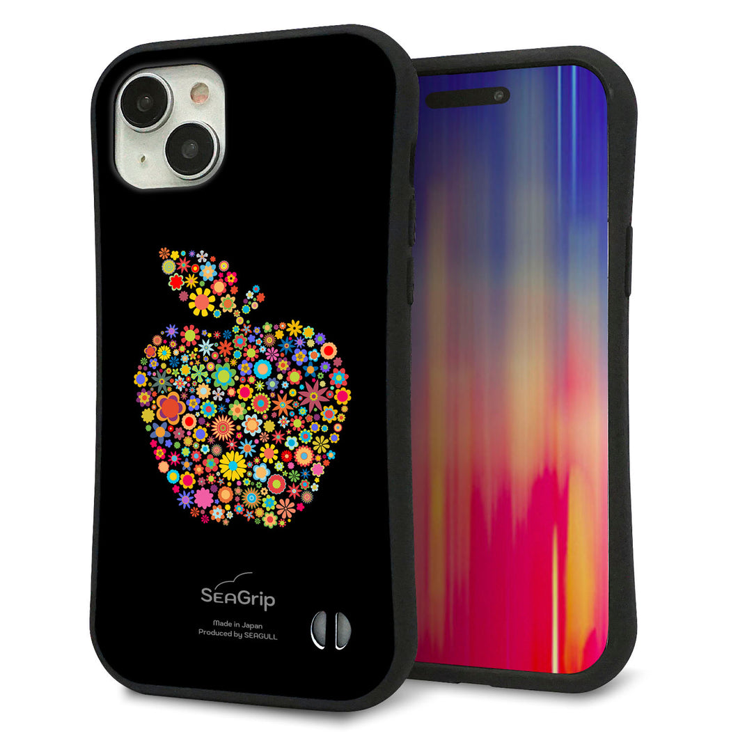 iPhone15 Plus スマホケース 「SEA Grip」 グリップケース Sライン 【1195 カラフルアップル】 UV印刷