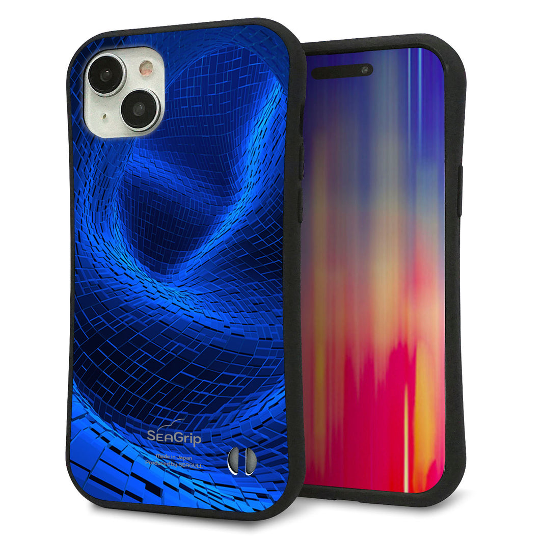 iPhone15 Plus スマホケース 「SEA Grip」 グリップケース Sライン 【1302 ワープブルー】 UV印刷