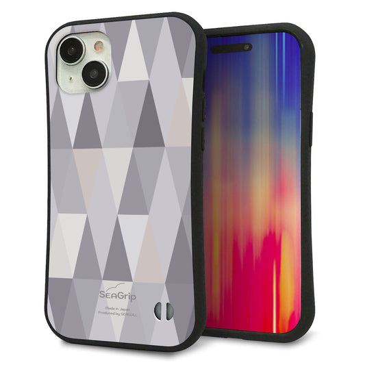 iPhone15 Plus スマホケース 「SEA Grip」 グリップケース Sライン 【MG801 くすみブルー】 UV印刷