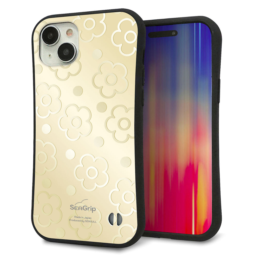 iPhone15 Plus スマホケース 「SEA Grip」 グリップケース Sライン 【SC842 エンボス風デイジーシンプル(ベージュ)】 UV印刷