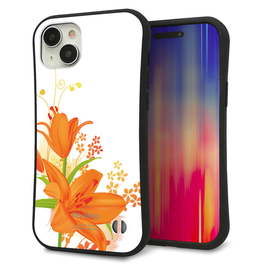iPhone15 Plus スマホケース 「SEA Grip」 グリップケース Sライン 【SC848 ユリ(オレンジ)】 UV印刷