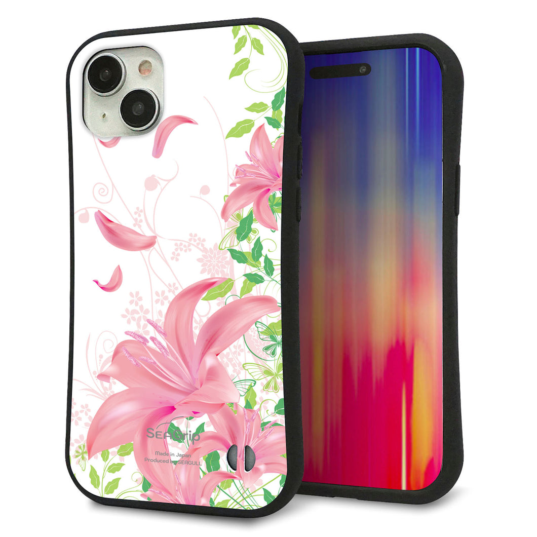 iPhone15 Plus スマホケース 「SEA Grip」 グリップケース Sライン 【SC849 ユリ(ピンク)】 UV印刷