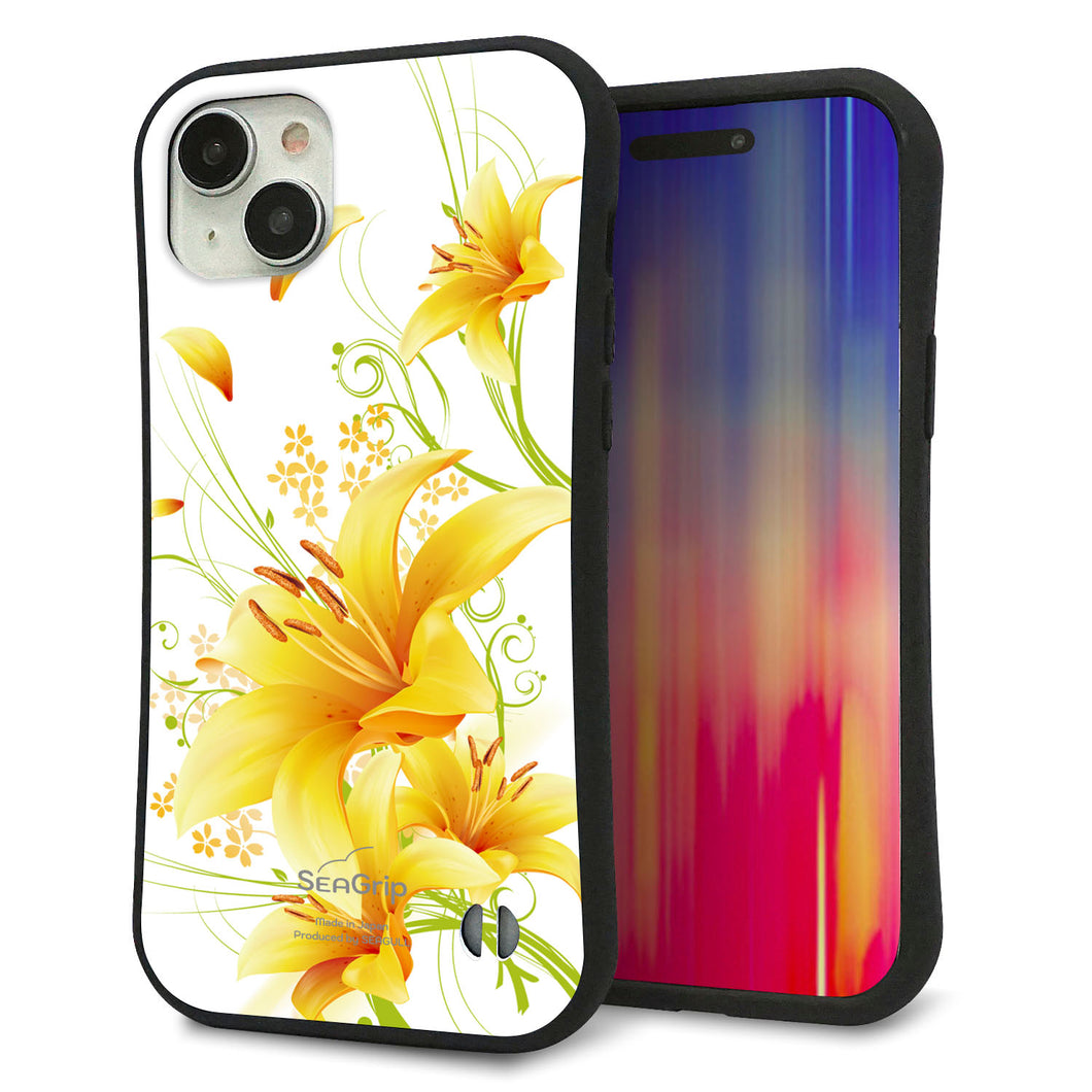 iPhone15 Plus スマホケース 「SEA Grip」 グリップケース Sライン 【SC852 ユリ(イエロー)】 UV印刷