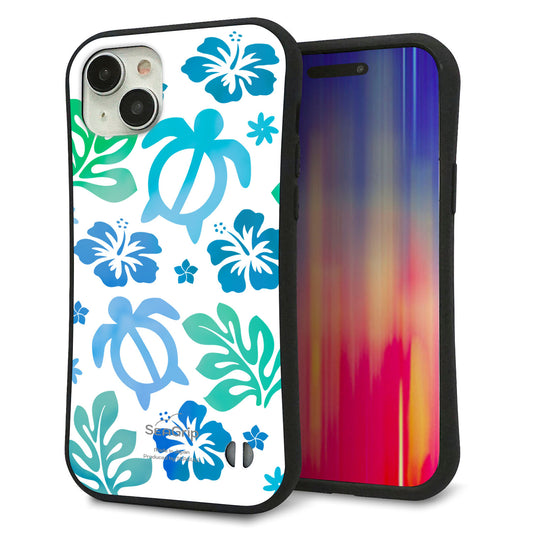 iPhone15 Plus スマホケース 「SEA Grip」 グリップケース Sライン 【SC880 ハワイアンアロハホヌ（ブルー）】 UV印刷