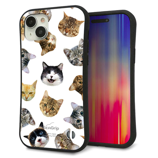 iPhone15 Plus スマホケース 「SEA Grip」 グリップケース Sライン 【SC937 ねこどっと(ホワイト)】 UV印刷