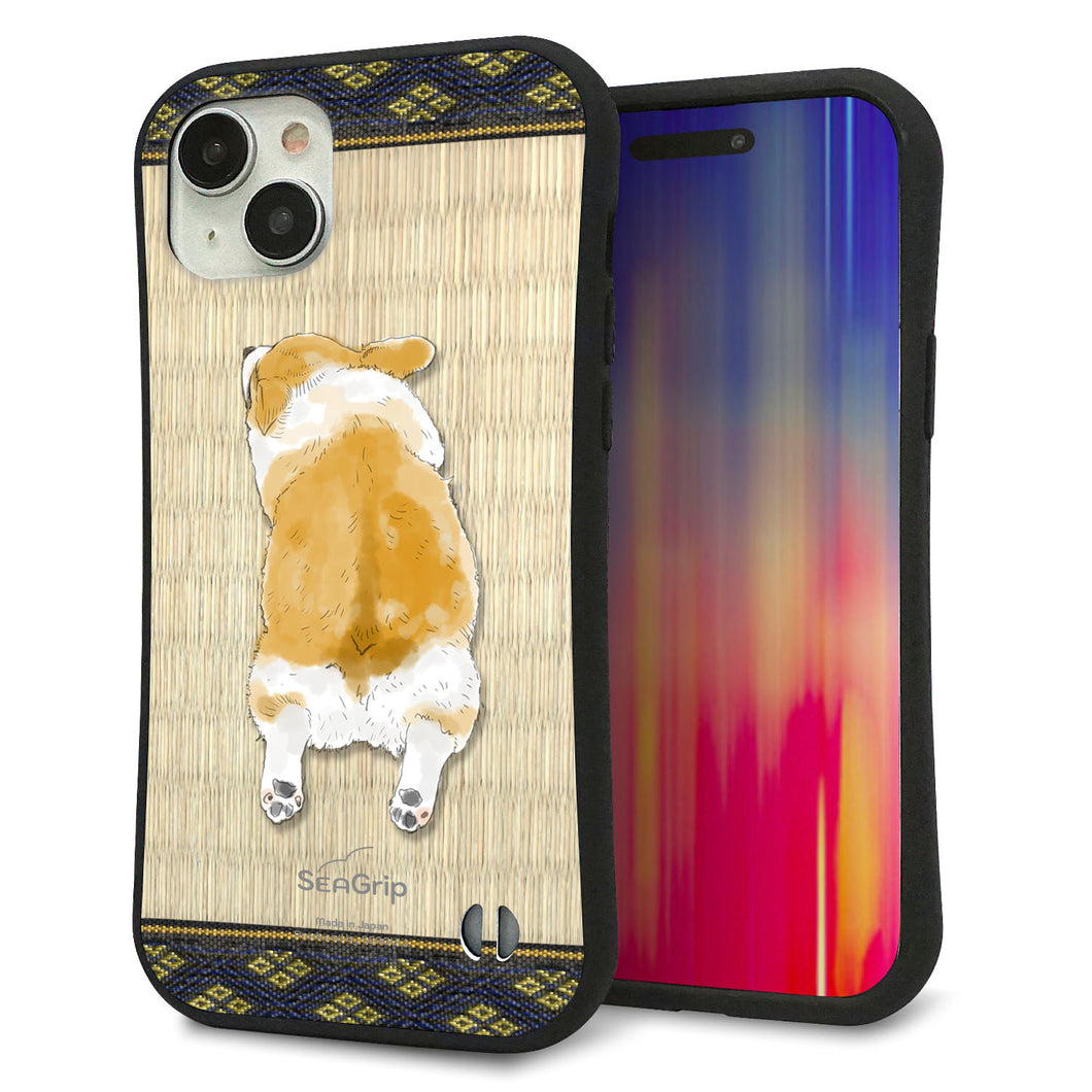 iPhone15 Plus スマホケース 「SEA Grip」 グリップケース Sライン 【TA001 コーギー 畳】 UV印刷