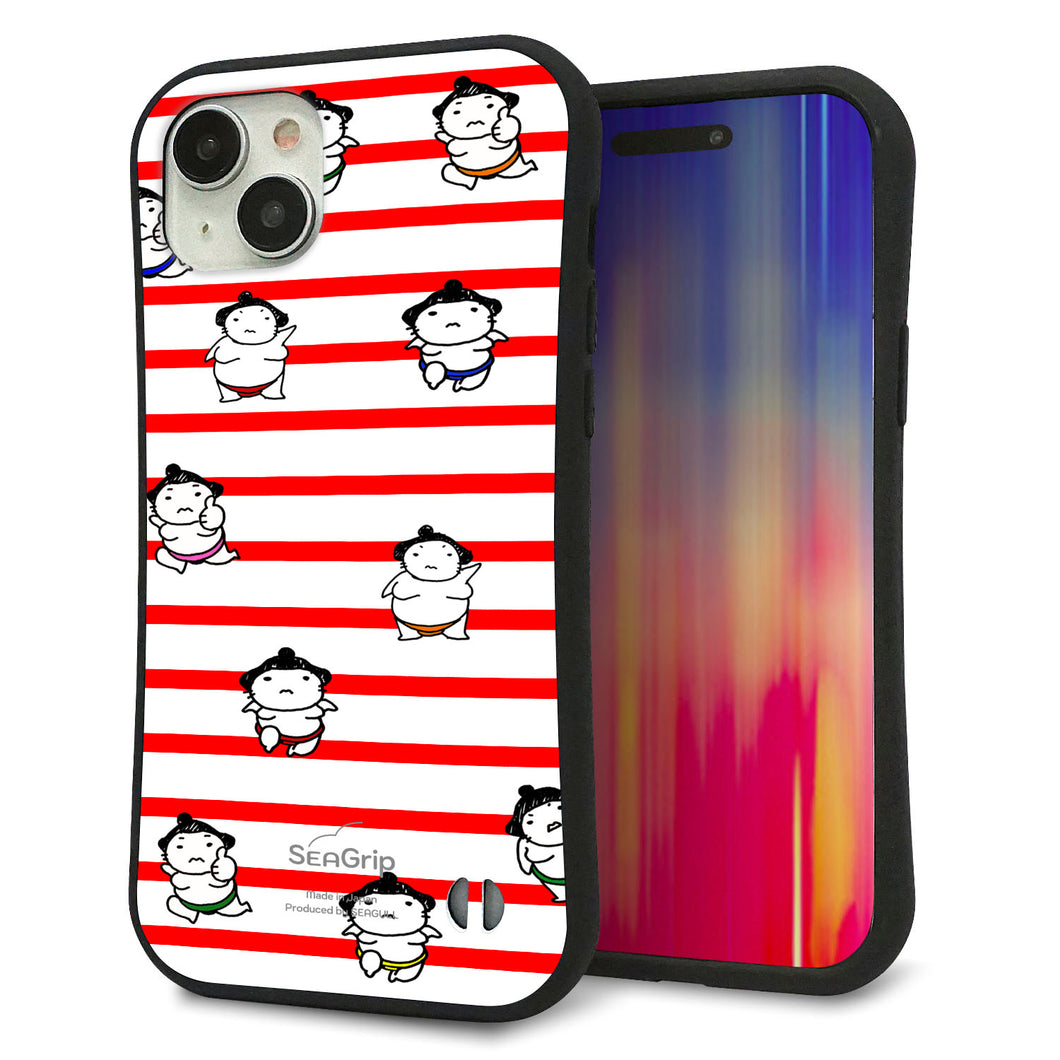 iPhone15 Plus スマホケース 「SEA Grip」 グリップケース Sライン 【YK821 お相撲さん レッド】 UV印刷