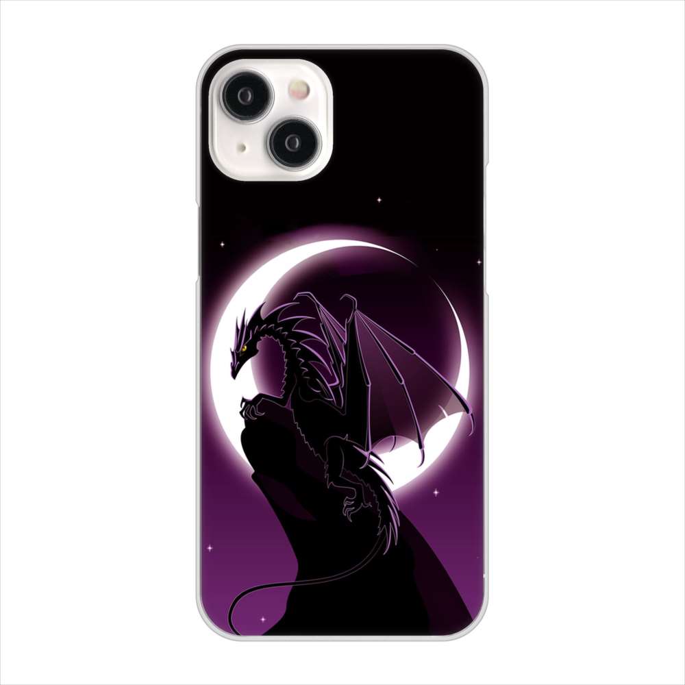 iPhone15 Plus 高画質仕上げ 背面印刷 ハードケース 【037 三日月とドラゴン】