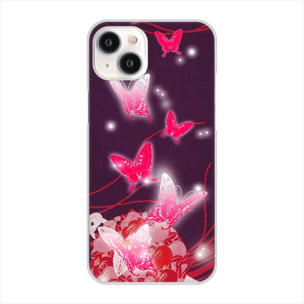 iPhone15 Plus 高画質仕上げ 背面印刷 ハードケースバタフライ