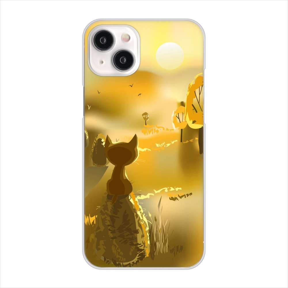 iPhone15 Plus 高画質仕上げ 背面印刷 ハードケース 【400 たそがれの猫】