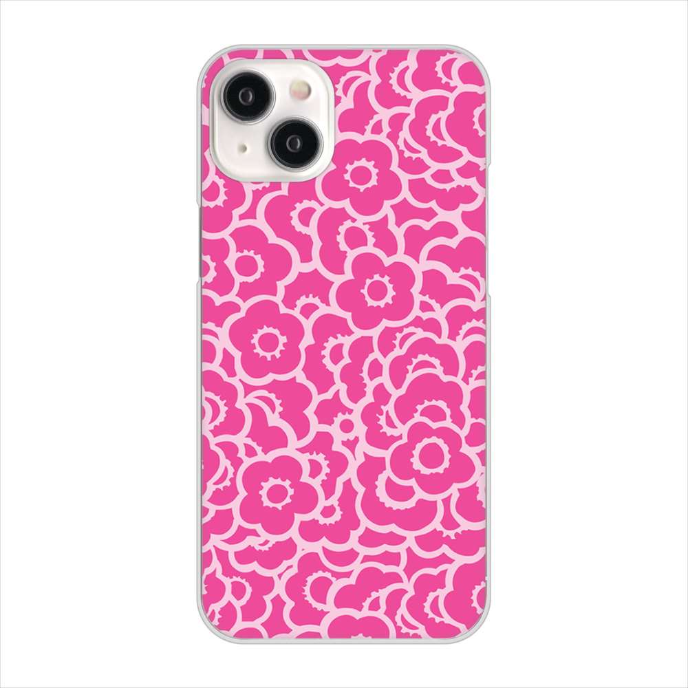 iPhone15 Plus 高画質仕上げ 背面印刷 ハードケース 【716 ピンクフラワー】