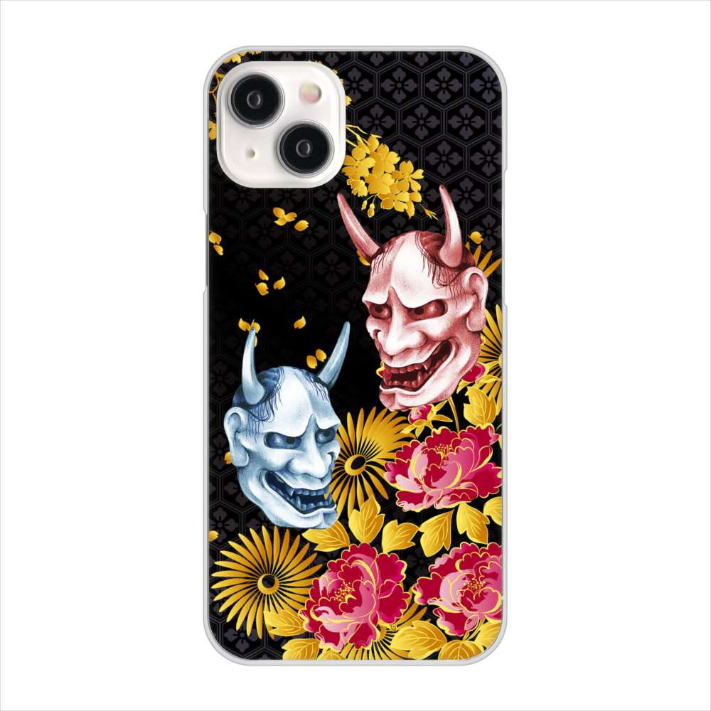 iPhone15 Plus 高画質仕上げ 背面印刷 ハードケース 【1024 般若と牡丹2】