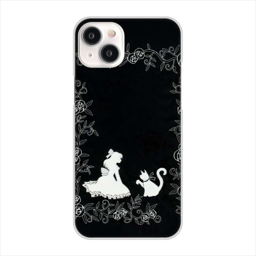 iPhone15 Plus 高画質仕上げ 背面印刷 ハードケースお姫様とネコ