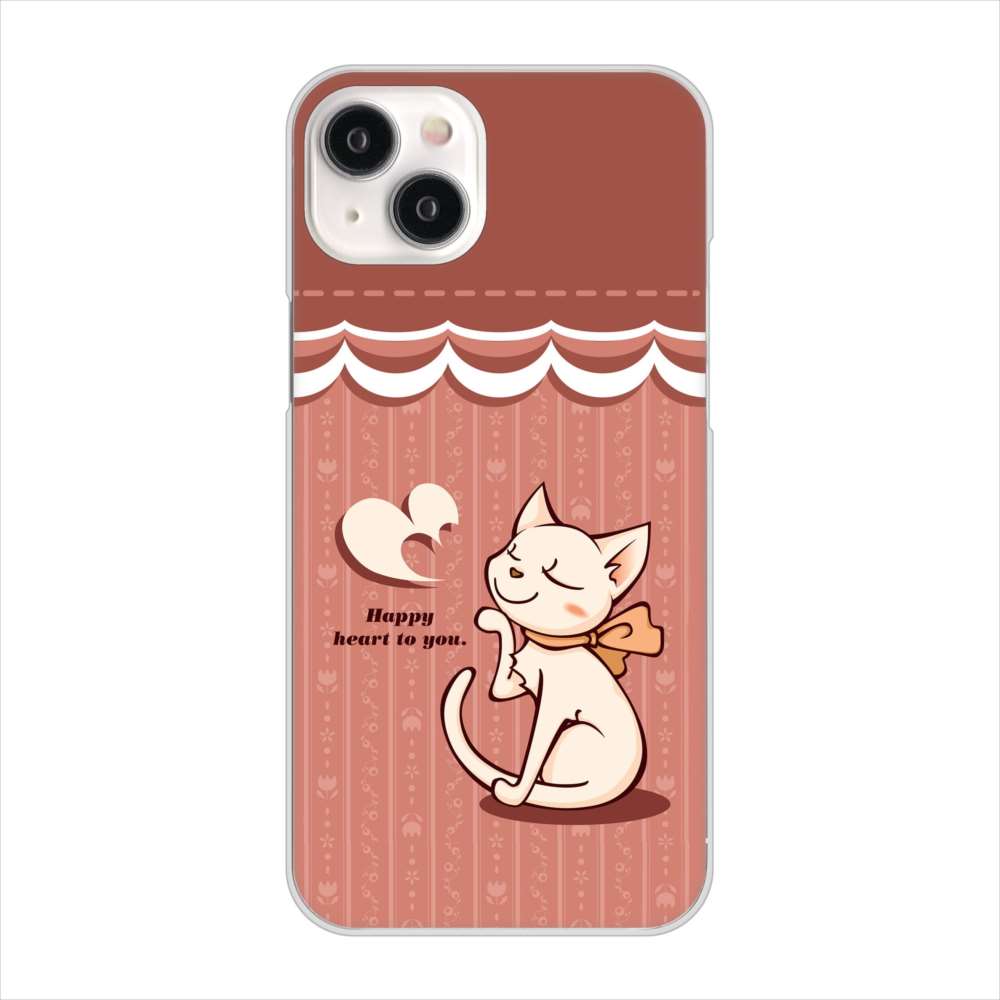 iPhone15 Plus 高画質仕上げ 背面印刷 ハードケース 【1102 ネコの投げキッス】