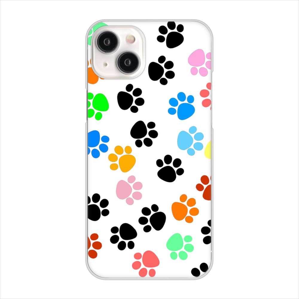 iPhone15 Plus 高画質仕上げ 背面印刷 ハードケース 【1108 あしあとカラフル】