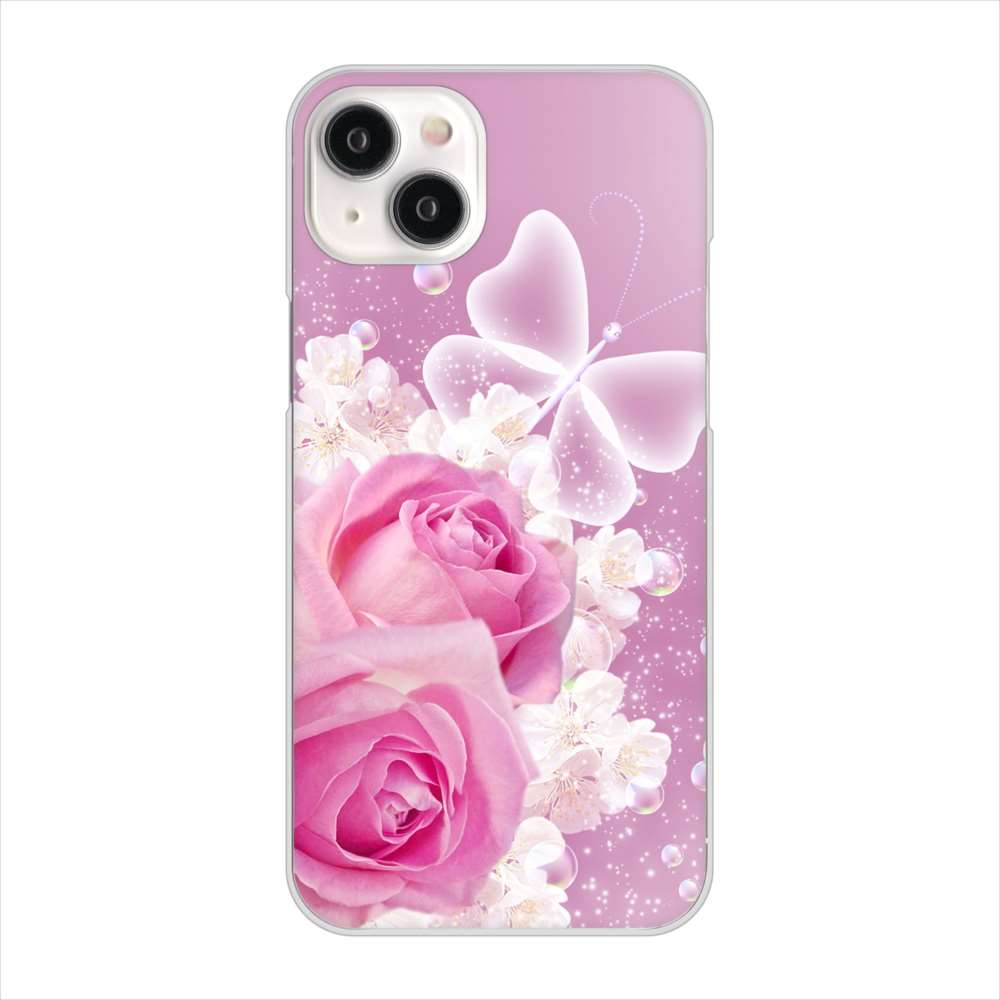 iPhone15 Plus 高画質仕上げ 背面印刷 ハードケースロマンチックなバラ