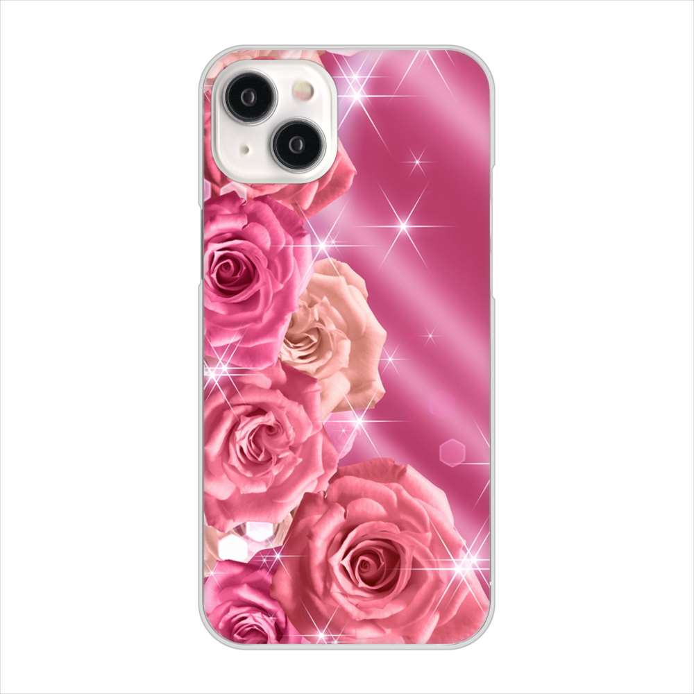iPhone15 Plus 高画質仕上げ 背面印刷 ハードケース 【1182 ピンクの薔薇に誘われて】