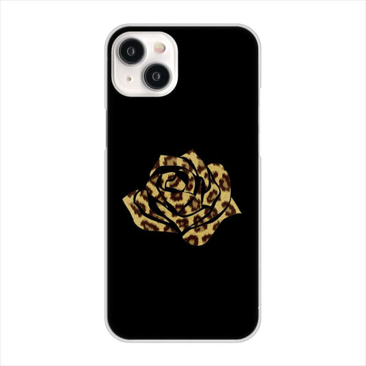 iPhone15 Plus 高画質仕上げ 背面印刷 ハードケース 【1184 ヒョウのバラ(茶)】